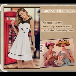 NWOT White With Black Lace Fit and Flare Dress Plus Size 3XL